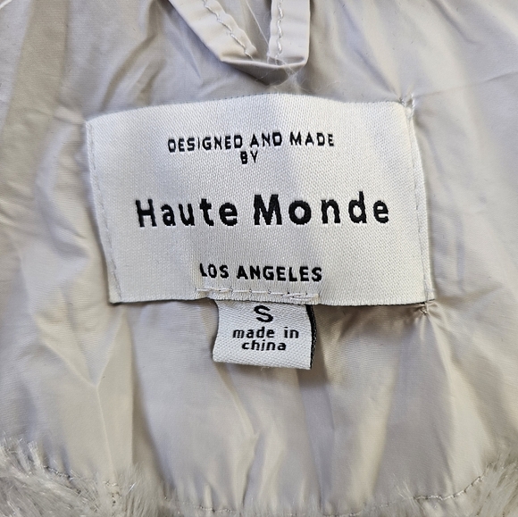 Haute Monde Los Angeles Cream Hooded Puffer Jacket, Cropped, Size Small - Picture 8 of 8